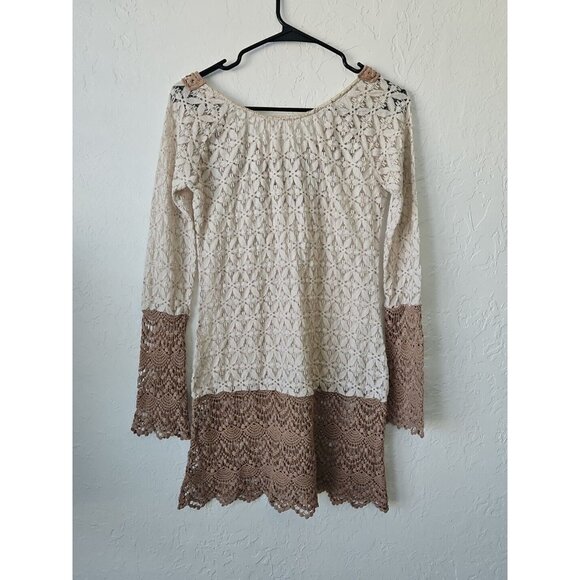 Y2k Nicole Marie Crochet Lace Mini Dress SZ Small Boho Coastal Cowgirl Beachy - Picture 4 of 8